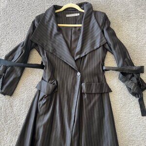 Belgian designer, Francoise Pendville Brown Stripe Coat, Size 38